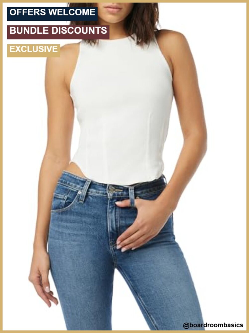 HUDSON Eco Darted Sleeveless Tank Top Crew Neck Curved Hem